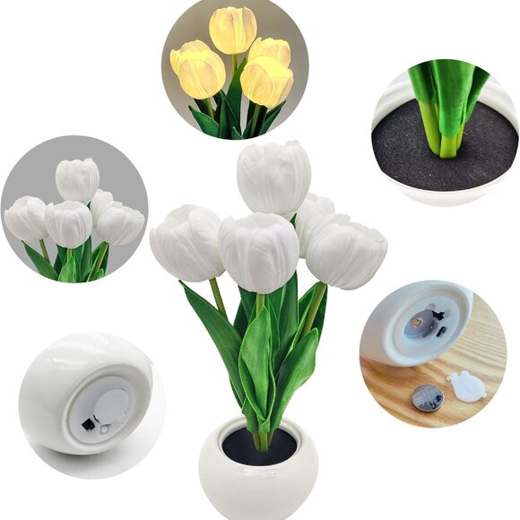 Flower Table Lamp Tulip Desk LED Night Light for Home Living Room Decor Artifici - Picture 6 of 9